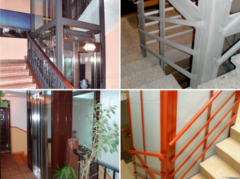 Ascensores en hueco de escalera. Instalación de ascensores edificios sin ascensor. Soluciones a medida en huecos de escalera.